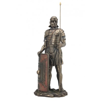 Roman Soldier with Javelin And Shield Statue Sculpture Figurine 14" Tall 6944197122487  201880141851